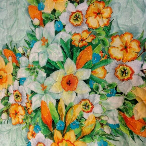 Christian Handmade Baby Quilt Floral Holy Cross Jesus Religious Ten Commandments - Picture 3 of 14